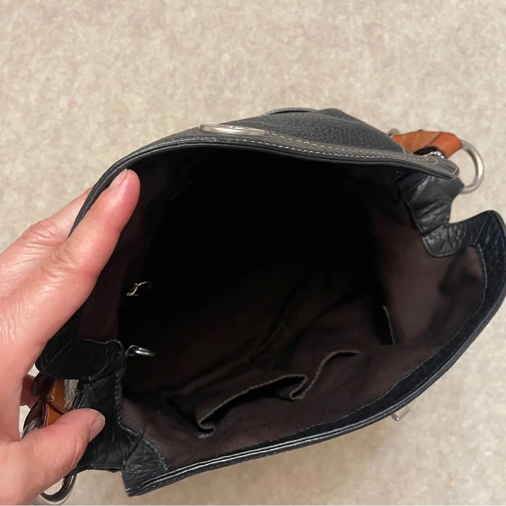 Coach Vintage Y2K Chelsea Turnlock Black Pebbled Leather Hobo Purse Bag w/ Pouch
